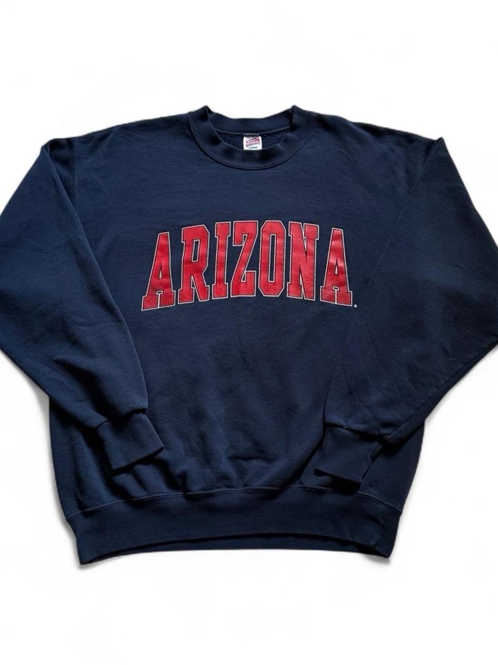 Vintage 1990s Arizona Navy Crewneck Sweatshirt with Red Logo L